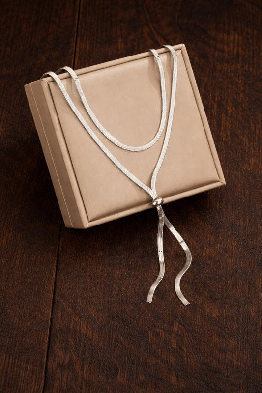 316L Stainless Steel Flat Snake Chain Choker Necklace – Adjustable Minimalist Jewelry